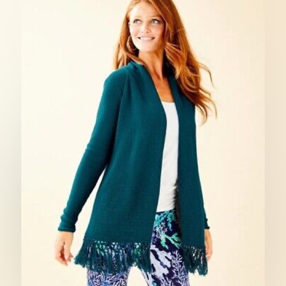 Lilly Pulitzer Tatum Cardigan Sweater in Inky Tidal Size Large Teal
